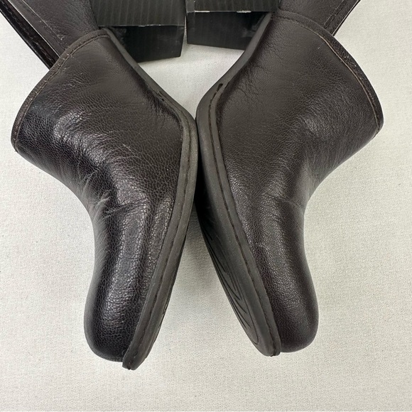 Boc Brown Leather Slip On Block Heel Shoes 8 - Picture 7 of 16